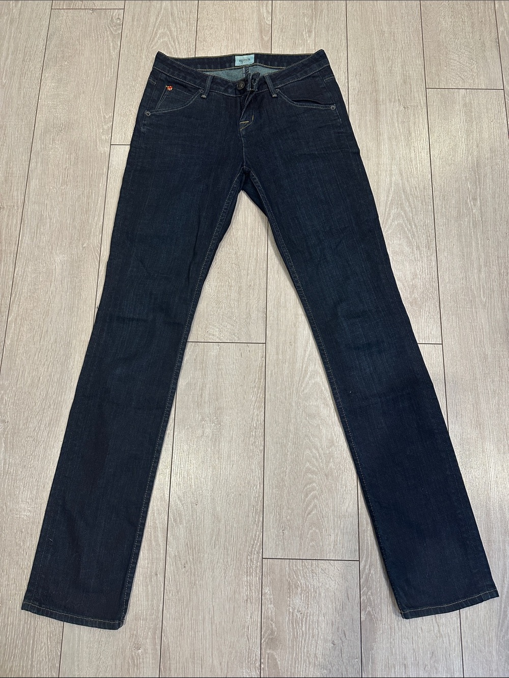 Hudson Straight Leg Jeans Dark Wash Flap Pocket Denim Womens 26/35 Tall Inseam
